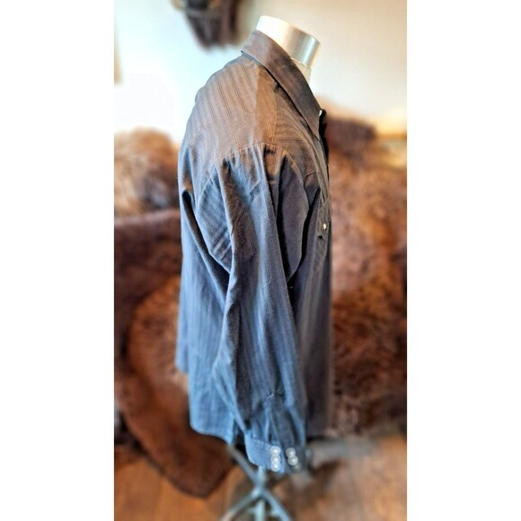 Ely Cattleman Pearl Snap Button Shirt Men's XL Tall Black - Picture 4 of 6